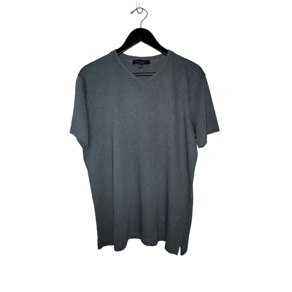 Robert Barakett Men Short Sleeve V Neck Gray Polo T Shirt‎ Preppy Casual Large